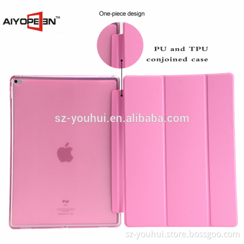Hot sales PU +TPU conjoined Case for iPad Pro 12.9 inch folded 3 styles auto sleeep Smart cover